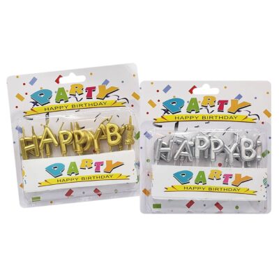 Κεριά Happy Birthday Χρυσό-Ασημί  Homie 3767