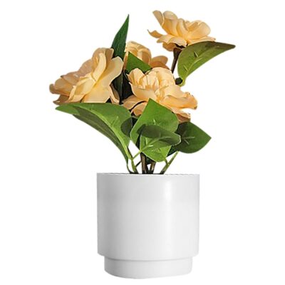 Γλαστράκι Άσπρο Πλαστικό με Τριαντάφυλλα 18x7,5cm Homie 423038