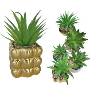 Γλάστρα Πορσελάνης Τετράγωνη Χρυσή με Φυτό 17x8x8cm Homie 423040