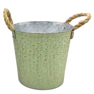 Γλαστράκι-Κασπώ Μεταλλικό Σχέδιο Μαργαρίτες ø18x17cm Homie 423088