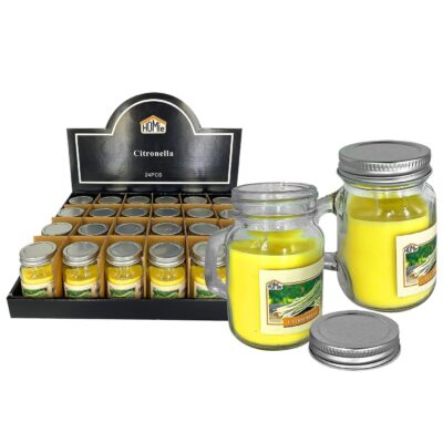 Κερί Σιτρονέλας σε Γυάλινο Ποτήρι με Καπάκι 8,5x6cm 210g Gross, 90g net Homie 57501