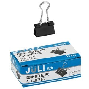 Κλιπς Μαύρα Πιάστρες πακ=12τεμ 19mm JustNote 701575