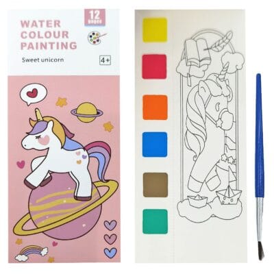 Άλμπουμ Χρωματισμού με Νερομπογιές & Πινέλο Μονόκερος 19x8cm JustNote 703225