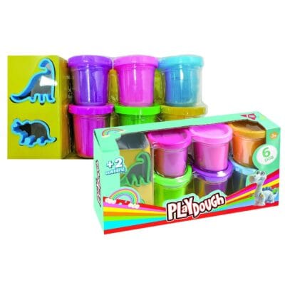 Ζυμαράκια 6 Βαζάκια με Καλούπια Δεινόσαυρος 336gr Net(6x56), 22x12x5,5cm JustNote 703335