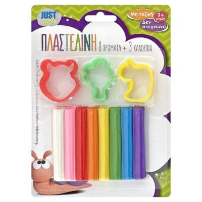 Πλαστελίνη & Καλούπια σετ=8 Χρώματα 100g net JustNote 7069