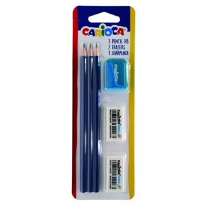 Σετ 3 Μολύβια & 2 Γόμες & 1 Ξύστρα  Carioca 43287