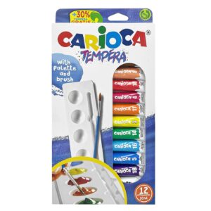 Σετ 12 Τέμπερες Παλέτα & Πινέλο Carioca 12x10ml Carioca 40012