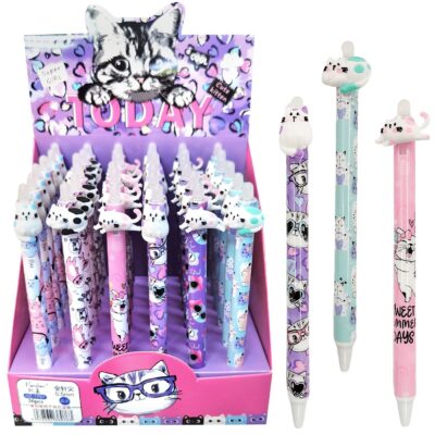Μαγικό Στυλό Κουμπί με Γόμα Γάτες 14,5cm JustNote 80890