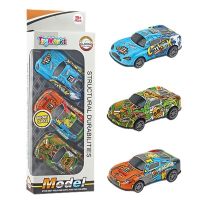 3 Αγωνιστικά Μεταλλικά Pull Back σε Κουτί 11x31x5cm ToyMarkt 902324