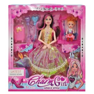 Κούκλα 29cm & Κουκλάκι σε Κούνια, με Αξεσουάρ 30x32x5cm ToyMarkt 922118