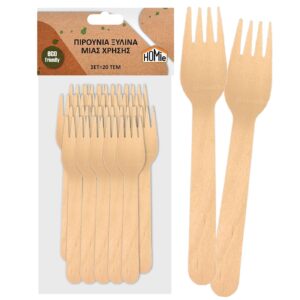 Πηρούνια Ξύλινα Μιας Χρήσης σετ=20 τεμ 16cm Homie 1002100