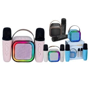 Καραόκε Σύστημα Ηχείο με 2 Μικρόφωνα Ηχείο: 8,5x8,5x6,5cm Μικρόφωνα: 13,5x3,5cm Homie 108501