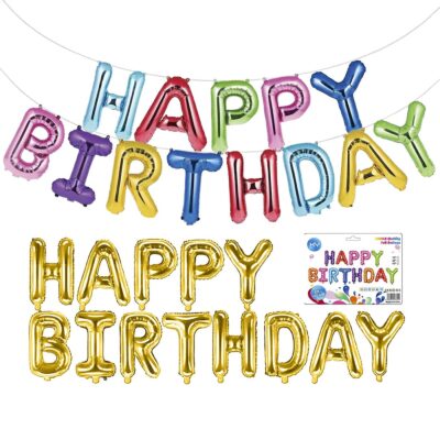 Φουσκωτό Μεταλλιζέ Happy Birthday Ύψος γραμμάτων=41cm Homie 116791