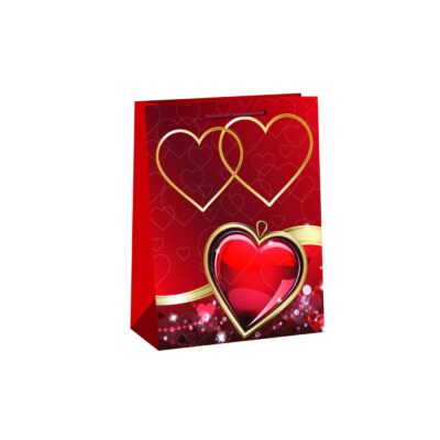 Τσάντα Δώρου Χάρτινη Καρδιές (14cm) 14x11x6cm Homie 42138