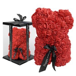 22-2984.jpg Αρκουδάκι Κόκκινο από Τεχνητά Τριαντάφυλλα σε Κουτί Αρκουδάκι=34cm Homie 423004