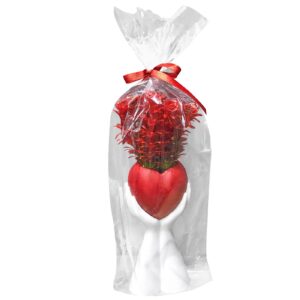 22-3029.jpg Διακοσμητική Γλάστρα σε Παλάμη με Κόκκινα Άνθη Κόκκινη Καρδιά 35x10cm Homie 423049