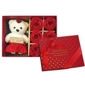 22-3053.jpg Κουτί με 6 Τριαντάφυλλα & Αρκουδάκι 15x11,5x4,5cm Homie 423073