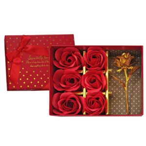 22-3056.jpg Κουτί με 6 Τριαντάφυλλα & 1 Χρυσό 15x11,5x4,5cm Homie 423076