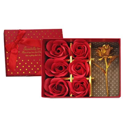Κουτί με 6 Τριαντάφυλλα & 1 Χρυσό 15x11,5x4,5cm Homie 423076