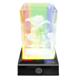 22-3095.jpg Κρύσταλλος Τριαντάφυλλο Love σε Βάση RGB 10,5x6,5x6,5cm Homie 423115
