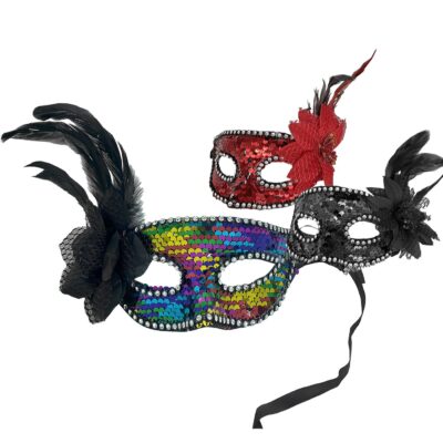 Μάσκα Βενετσιάνικη με Λουλούδι, Φτερά & Πούλιες  Carnavalista 232419