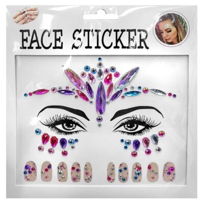 Αυτοκόλλητα Προσώπου & Νυχιών Face Gems 17x17cm Carnavalista 232479