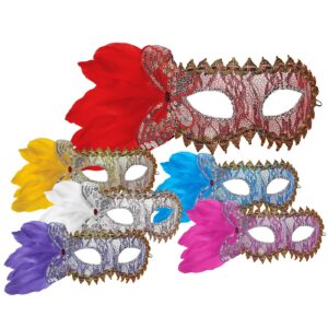 Μάσκα Ματιών Βενετσιάνικη με Δαντέλα & Φτερό 34x9cm Carnavalista 232589