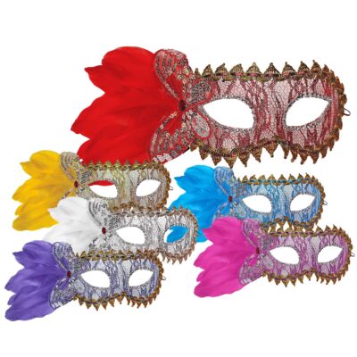 Μάσκα Ματιών Βενετσιάνικη με Δαντέλα & Φτερό 34x9cm Carnavalista 232589