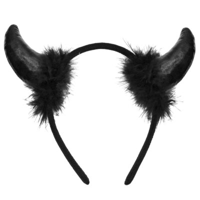 Στέκα Μαύρα Κέρατα με Γούνα 20x19cm Carnavalista 232607