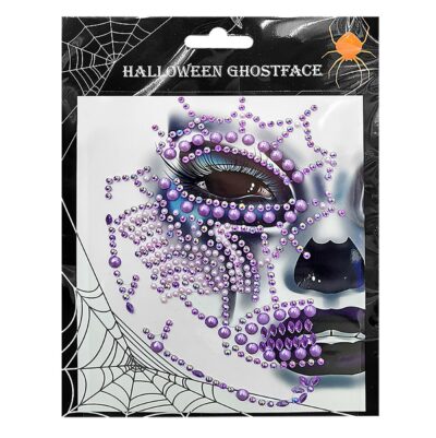 Αυτοκόλλητα Προσώπου Face Gems Μέσα Νεκροκεφαλή 20x14cm Carnavalista 232653