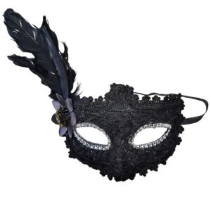 Μάσκα Κοκκάλινη με Φτερό & Δαντέλα 19χ22cm Carnavalista 232694