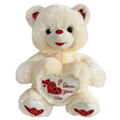 Αρκουδάκι Εκρού με Καρδιά Μεσαίο 30cm ToyMarkt 99504
