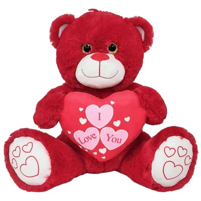 Αρκουδάκι Λούτρινο με Καρδιά Κόκκινο 40cm ToyMarkt 99545