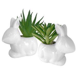 22-3080.jpg Γλαστράκι Λαγός Πήλινο με Άνθος 8x7cm Homie 423100