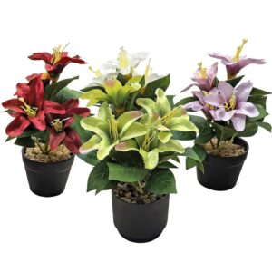 22-3111.jpg Γλαστράκι Μαύρο με Κρίνους 20x ø7,5cm Homie 423131