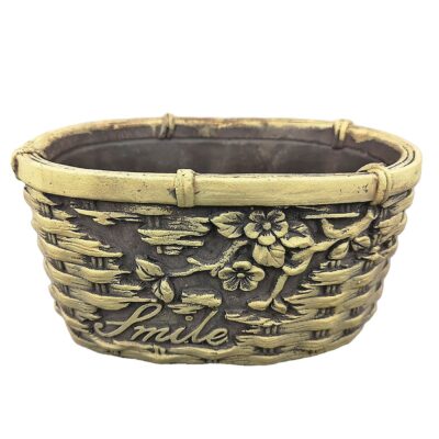 Καλάθι Κεραμική Πλέξη με Άνθη 15x9x8cm Bunny's 932009