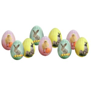 73-2073.jpg Αυγα Χάρτινα με Σχέδια Λαγός-Πουλάκι 9τεμ 6cm Bunny's 932093