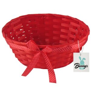 73-2158.jpg Καλάθι Μπαμπού με Πουά Κορδέλα 25x18x10cm Bunny's 932178