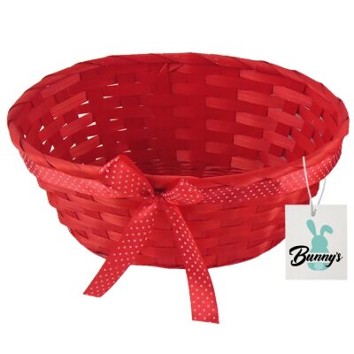 Καλάθι Μπαμπού με Πουά Κορδέλα 25x18x10cm Bunny's 932178