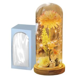 Γυάλα με φως & Λαγουδάκι Λουλούδι 22x11cm Bunny's 932271