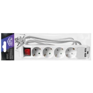 12-2078 Πολύπριζο 4θέσεων + 2usb + 1type C με Κουμπί 1,5m (3x1.5mm2) Homie 322098