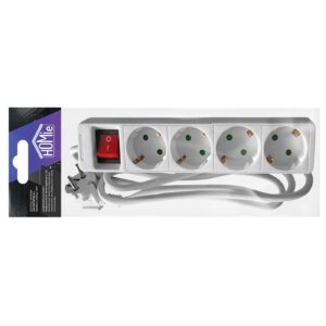 12-383 Πολύπριζο 4 Θέσεων με Διακόπτη Λευκό 1,5m (3x1.5mm2) Homie 32403