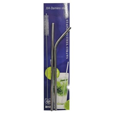 Σετ Καλαμάκια Inox & Βέργα Καθαρισμού 3τεμ 22 & 21 cm Homie 3775