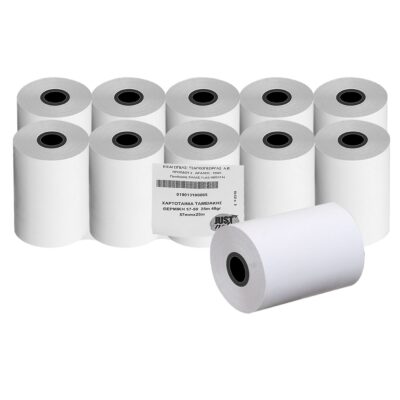 Χαρτοταινία Ταμειακής Θερμική 57-50 25m 48gr Υ:57mm, 25m Χαρτί JustNote 39151