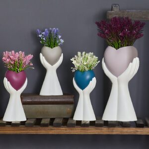 22-2987 Διακοσμητική Γλάστρα σε Παλάμη με Άνθη 25x10cm Homie 423007