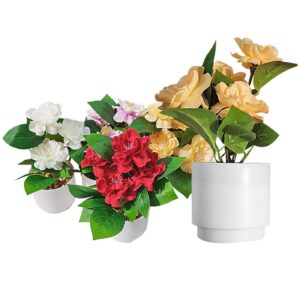 Γλαστράκι Άσπρο Πλαστικό με Τριαντάφυλλα 18x7,5cm Homie 423038