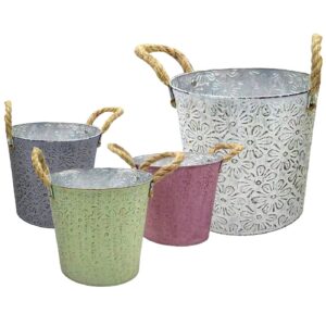 Γλαστράκι-Κασπώ Μεταλλικό Σχέδιο Μαργαρίτες ø18x17cm Homie 423088