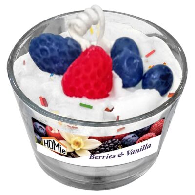 Κερί Μεγάλο Βάζο Επιδόρπιο Berries και Φράουλες 220g net ø10x8cm Homie 57519