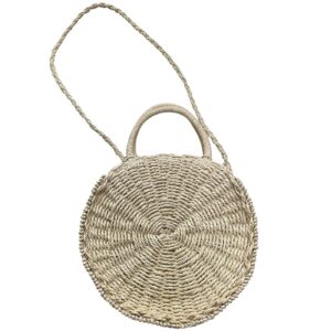 Τσάντα Στρογγυλή Ψαθόχαρτο Λευκή ø28cm SummerTiempo 622560