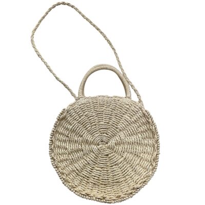 Τσάντα Στρογγυλή Ψαθόχαρτο Λευκή ø28cm SummerTiempo 622560